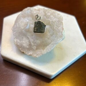 Moldavite sterling pendant
